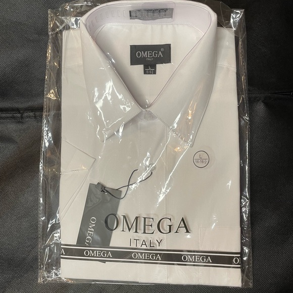Omega Italy Dress Shirt Short Sleeve White Large - Picture 1 of 3
